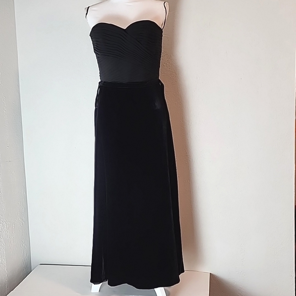 Lauren Ralph Lauren silk and velvet strapless LBD dress, Sz 12